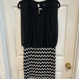 Perceptions Black and White Chevron Midi Dress